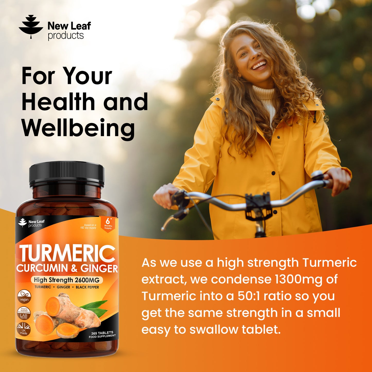 Turmeric Supplements Ginger & Black Pepper Turmeric Tablets 95% Curcumin (6 months supply)