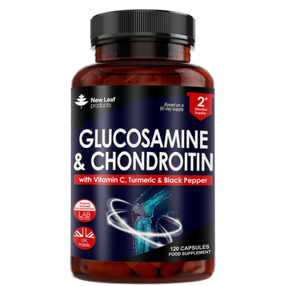 Glucosamine Sulphate & Chondroitin Capsules - Added Vitamin C, Turmeric & Black Pepper - 120 High Strength Capsules