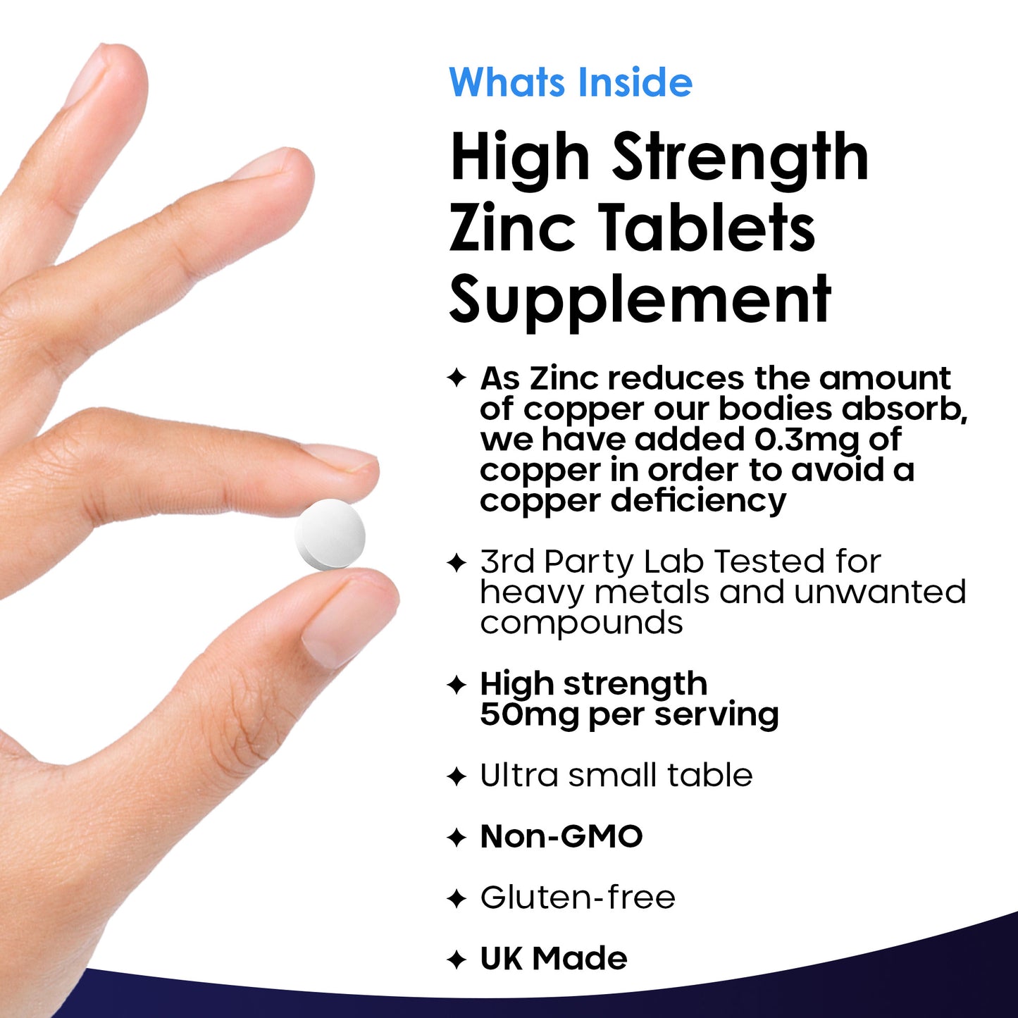 Zinc Tablets 50mg 120 Vegan Zinc Supplements High Strength (2 Months Supply)