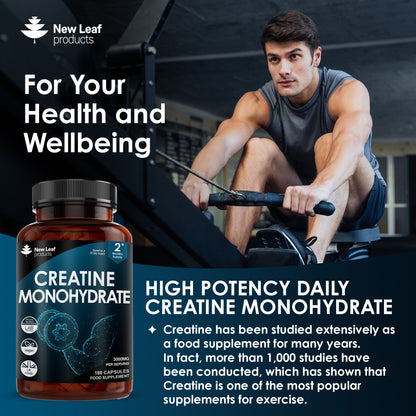 Creatine Monohydrate Capsules 3000mg - 180 Creatine Capsules - Gym / Workout Supplement