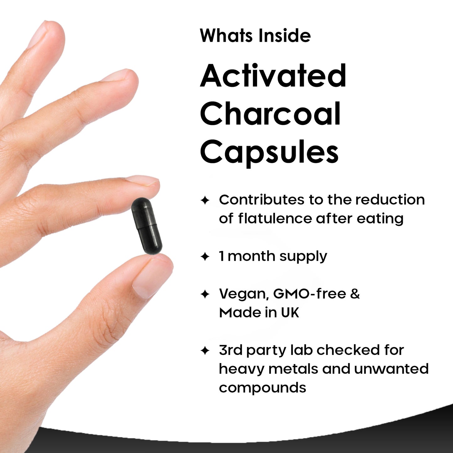 Activated Charcoal Capsules - 120 High Strength Capsules, 1040mg Per Serving - Helps Reduce Excessive Flatulence