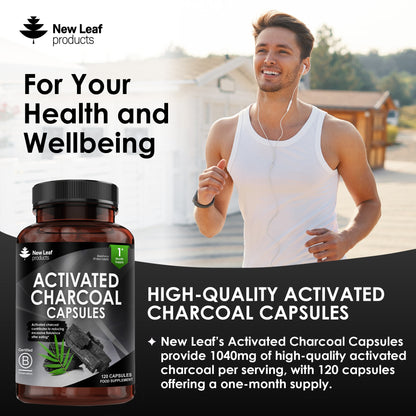 Activated Charcoal Capsules - 120 High Strength Capsules, 1040mg Per Serving - Helps Reduce Excessive Flatulence