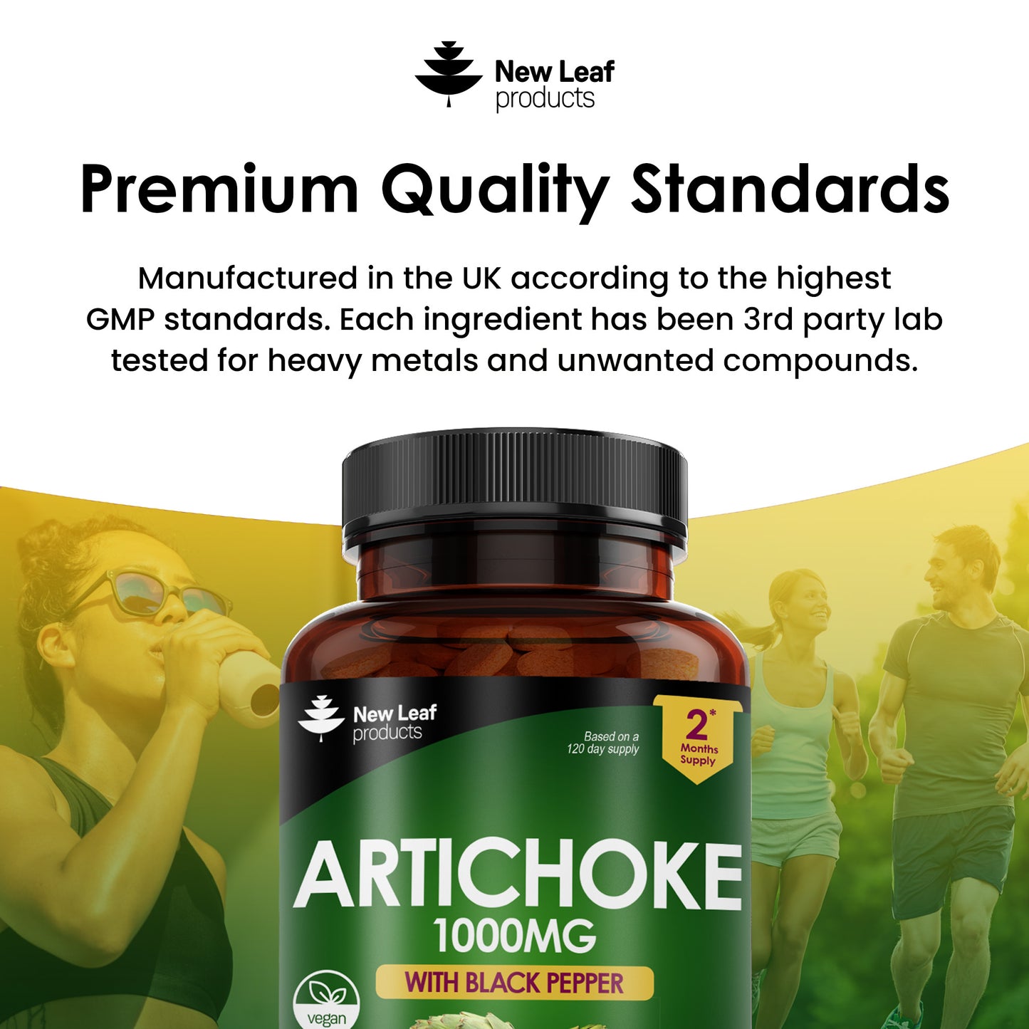 Artichoke Extract 1000mg Tablets - 120 High Strength Tablets Enriched With Black Pepper