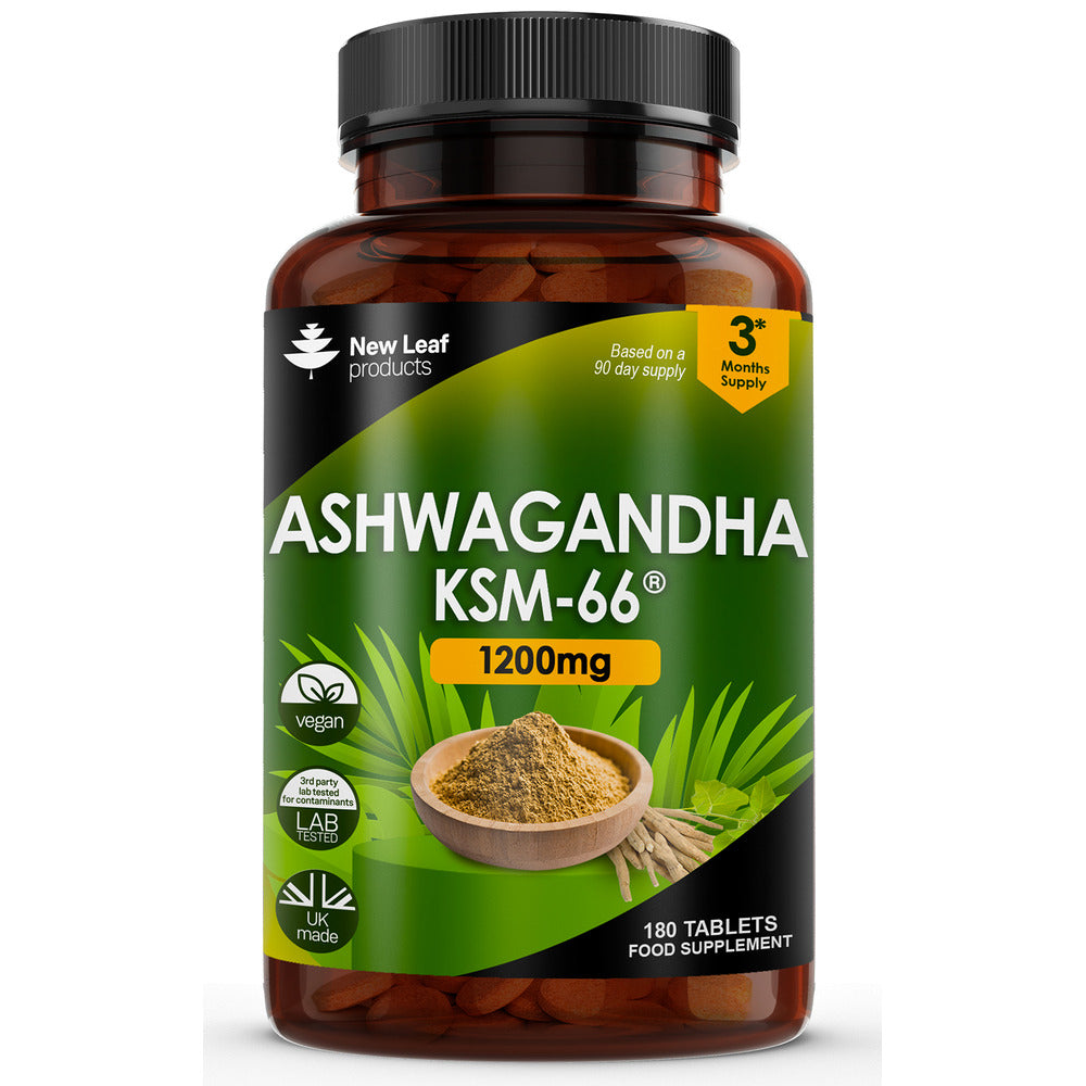 Ashwagandha KSM-66 1200mg Root Extract - High Strength  - Value 180 Vegan Tablets