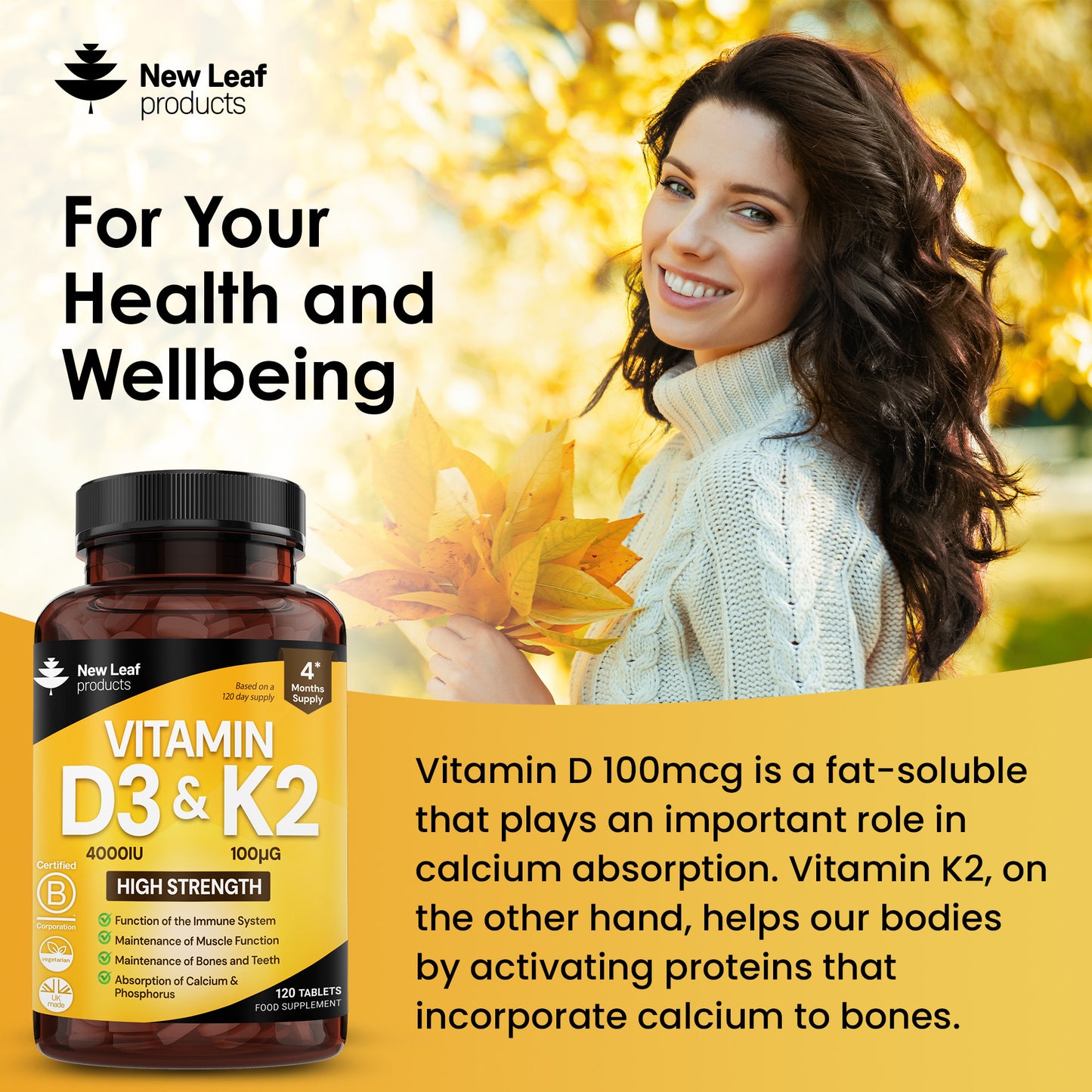 Vitamin D3 and K2 Tablets
