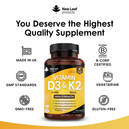 Vitamin D3 and K2 Tablets