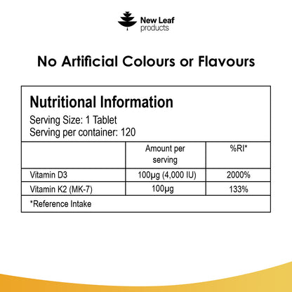 Vitamin D3 and K2 Tablets