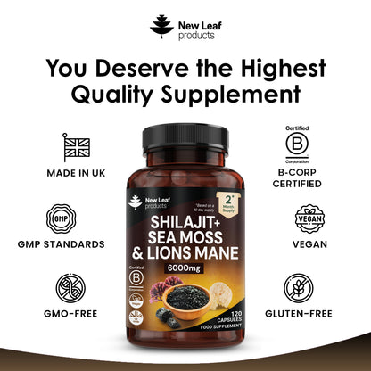 Shilajit, Sea Moss, Lion's Mane Capsules