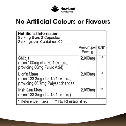 Shilajit, Sea Moss, Lion's Mane Capsules