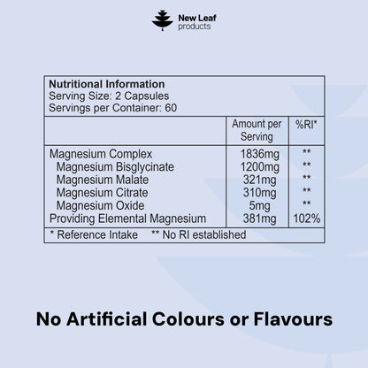 Magnesium 4-in-1 :Glycinate, Citrate, Malate, Oxide Capsules.