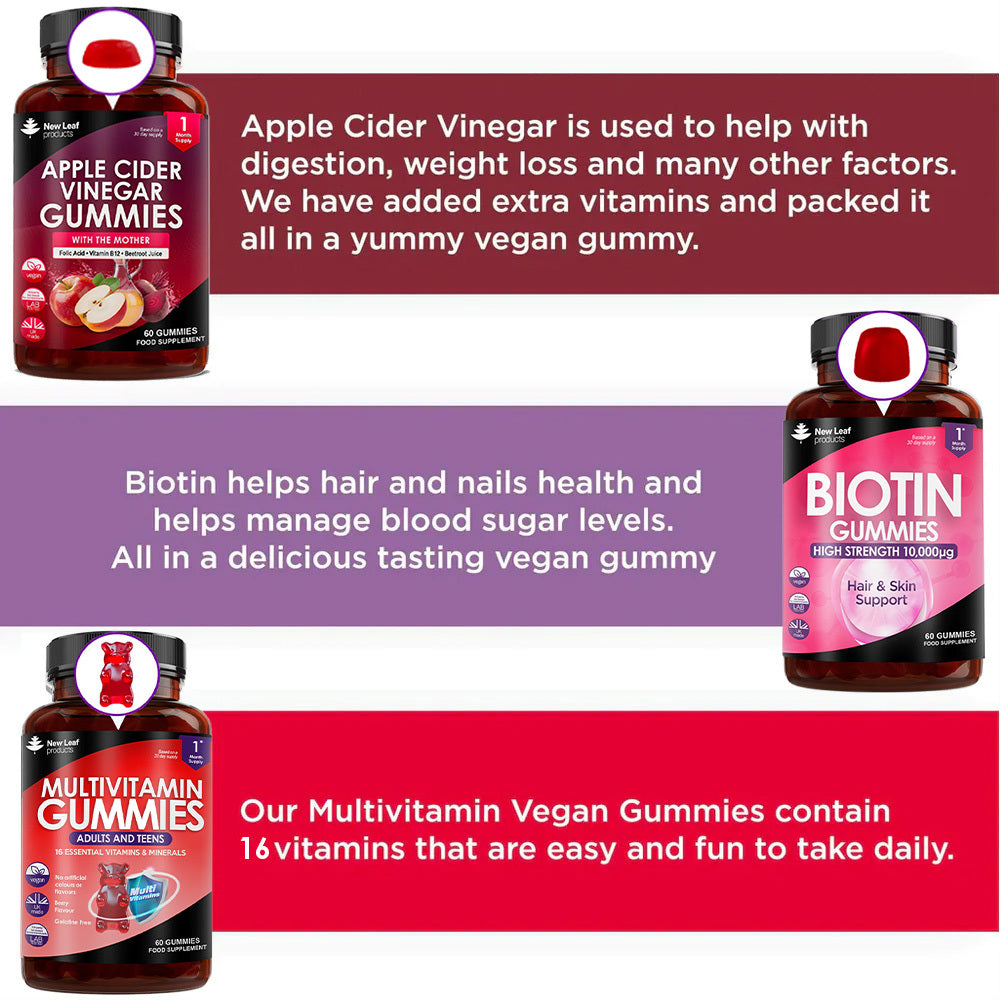 Vitamin Gummies Bundle - Apple Cider Vinegar, Multivitamin And Biotin