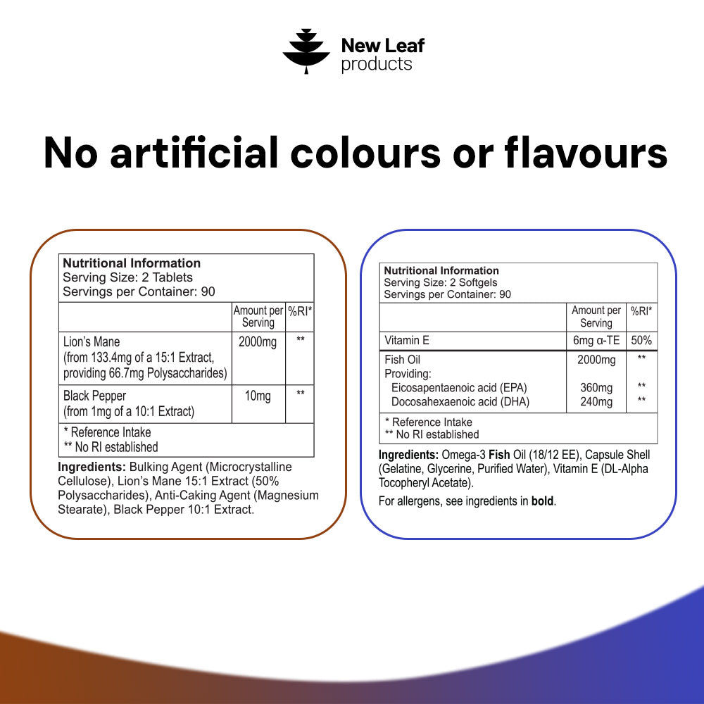 Brain Focus Essentials bundle nutritional information