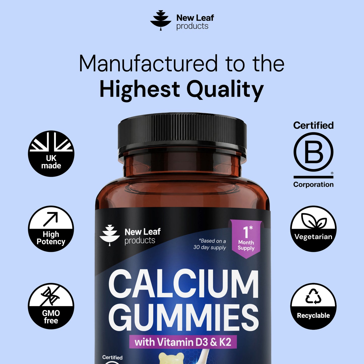 Calcium + Vitamin D3 & K2 | 60 Gummies