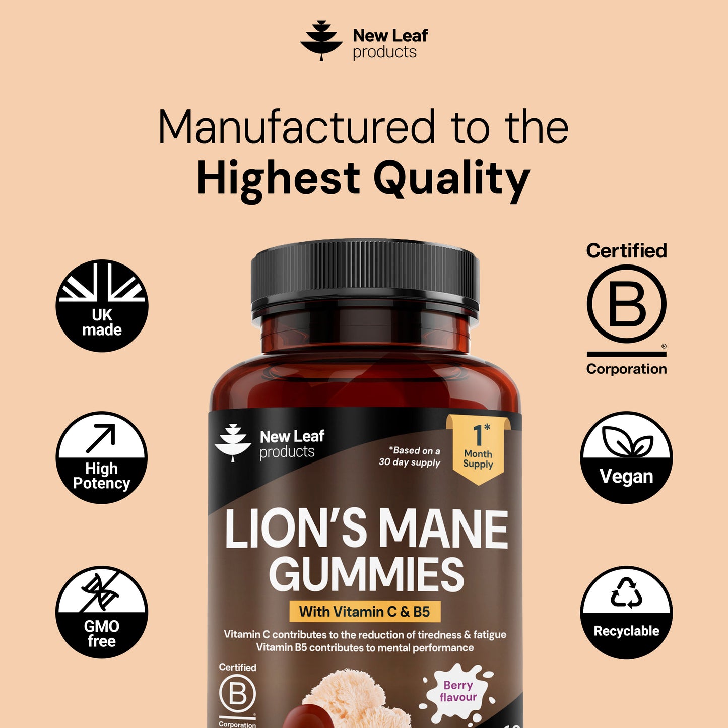 Lion's Mane Gummies + Vitamin C & B5
