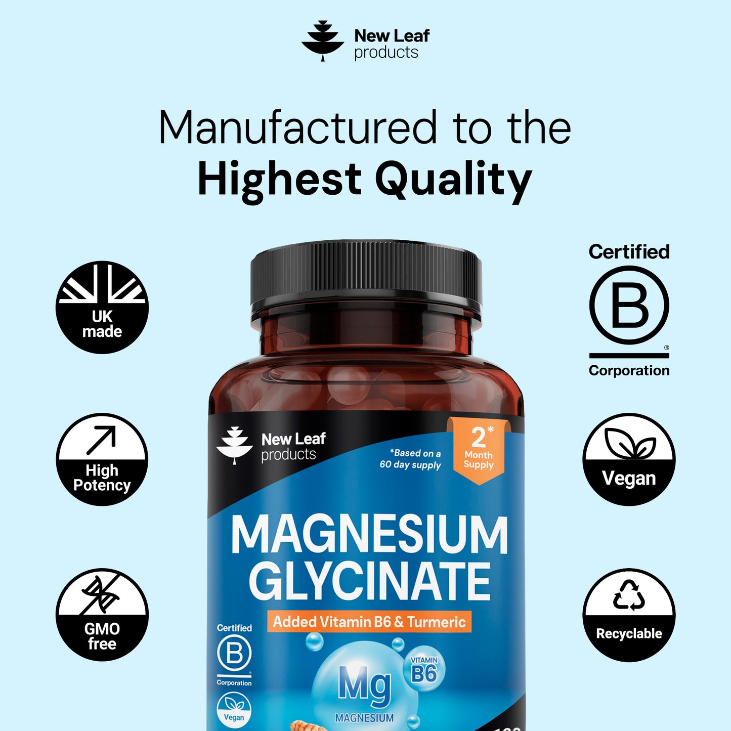 Magnesium Glycinate + B6 & Turmeric Capsules