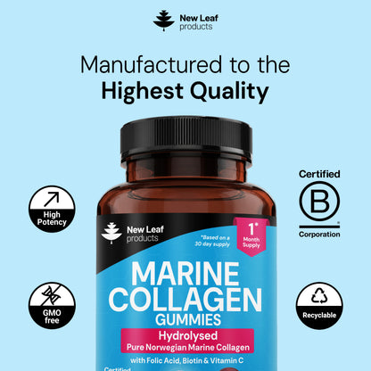 Marine Collagen + Vitamin C, Folic Acid & Biotin | 60 Gummies