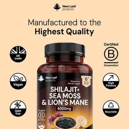 Shilajit, Sea Moss & Lion's Mane | 360 Capsules