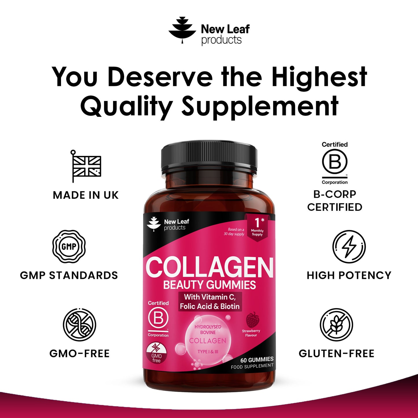 Collagen Gummies Vitamin C, Folic Acid & Biotin