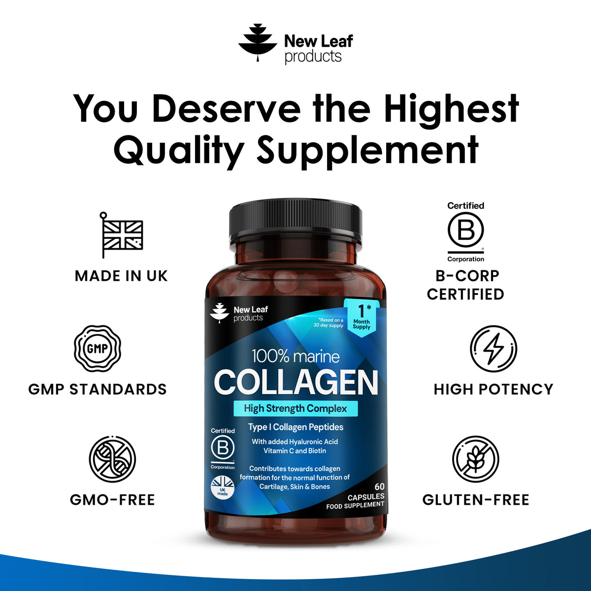 SkinPep Marine Collagen Capsules 1270mg – 100% Pure Type 1 Double Hydrolysed