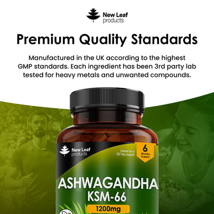 Ashwagandha KSM-66 1200mg Root Extract - High Strength  - Value 365 Vegan Tablets