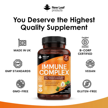 Immune Complex with Vitamins, Zinc, Turmeric, Elderberry Tablets