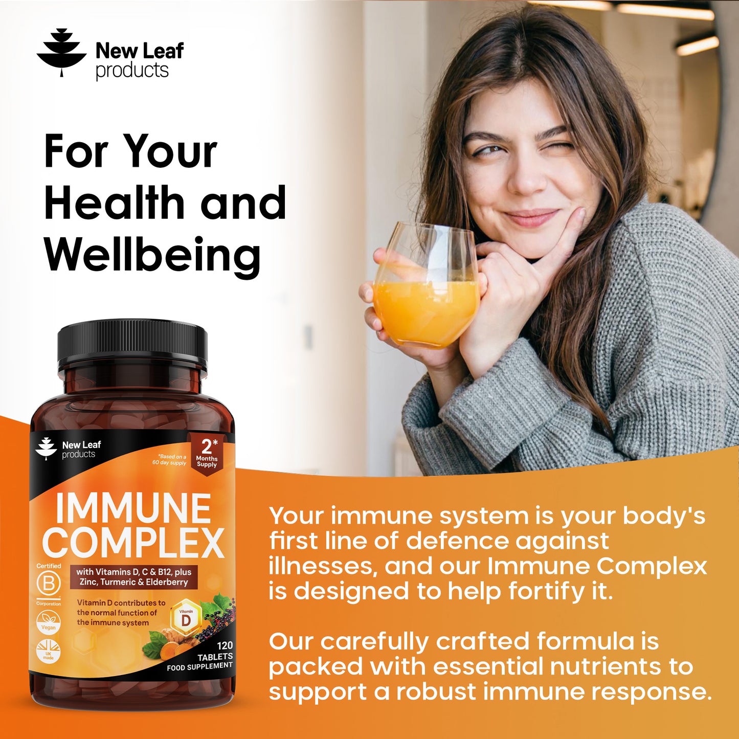 Immune Complex with Vitamins, Zinc, Turmeric, Elderberry Tablets