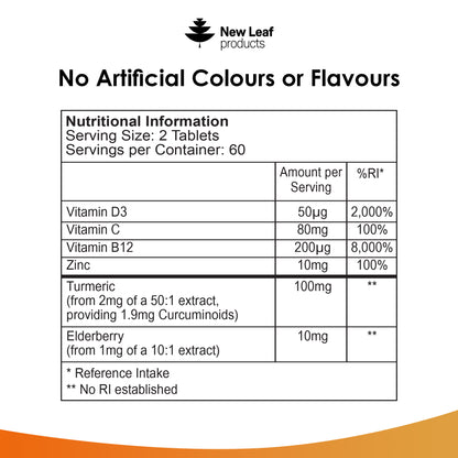 Immune Complex with Vitamins, Zinc, Turmeric, Elderberry Tablets