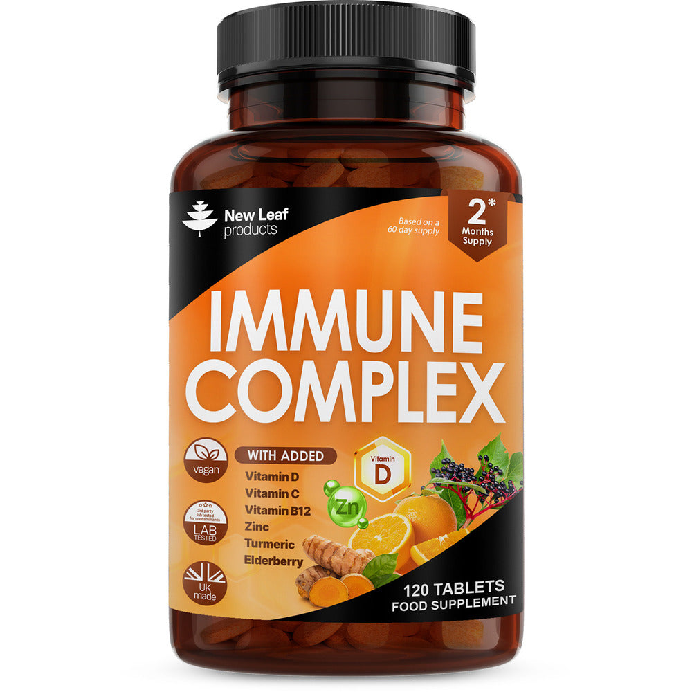 Immune System Booster - Immune Complex Enriched with Vitamin C, D, B12, Zinc, Turmeric & Elderberry
