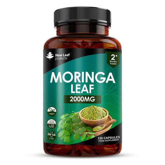 Moringa Leaf Capsules - High Strength 2000mg Pure Moringa Extract & Powder - 120 Vegan Capsules