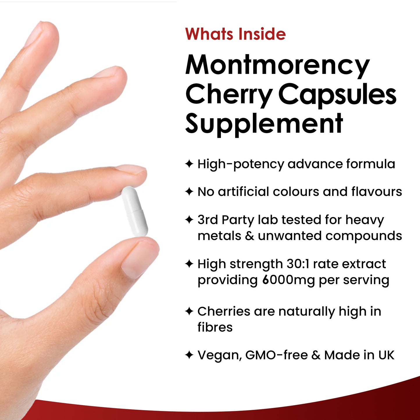 Montmorency Cherry 6000mg Extract - 120 Capsules High Strength Concentrate