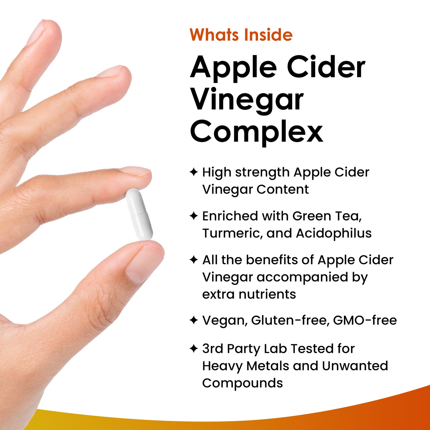 Apple Cider Vinegar Capsules - 180 High Strength Apple Cider Vinegar with Mother Capsules + Probiotics, Tumeric & Ginger