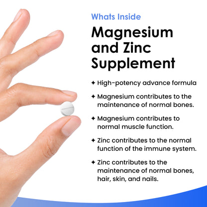 Magnesium Supplement 516mg with Zinc - Vegan Magnesium Tablets High Strength