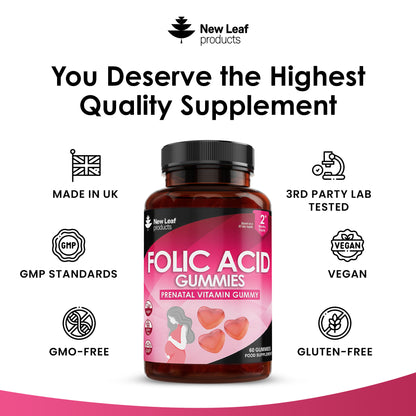 Folic Acid Gummies For Pregnancy Recommended Daily Dosage ,Vitamins B9 - Vegan