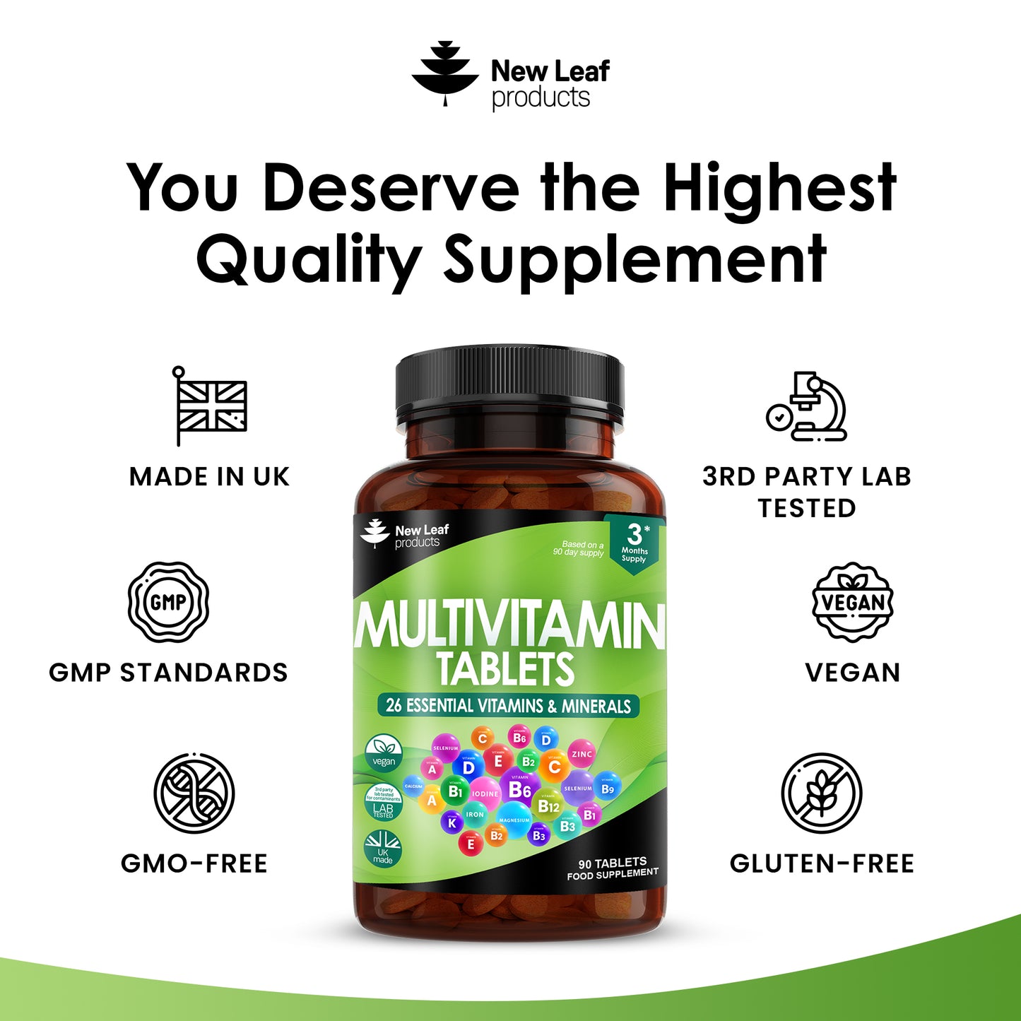 Multivitamin Supplements & Minerals - 26 Essential Vegan Vitamins High Strength