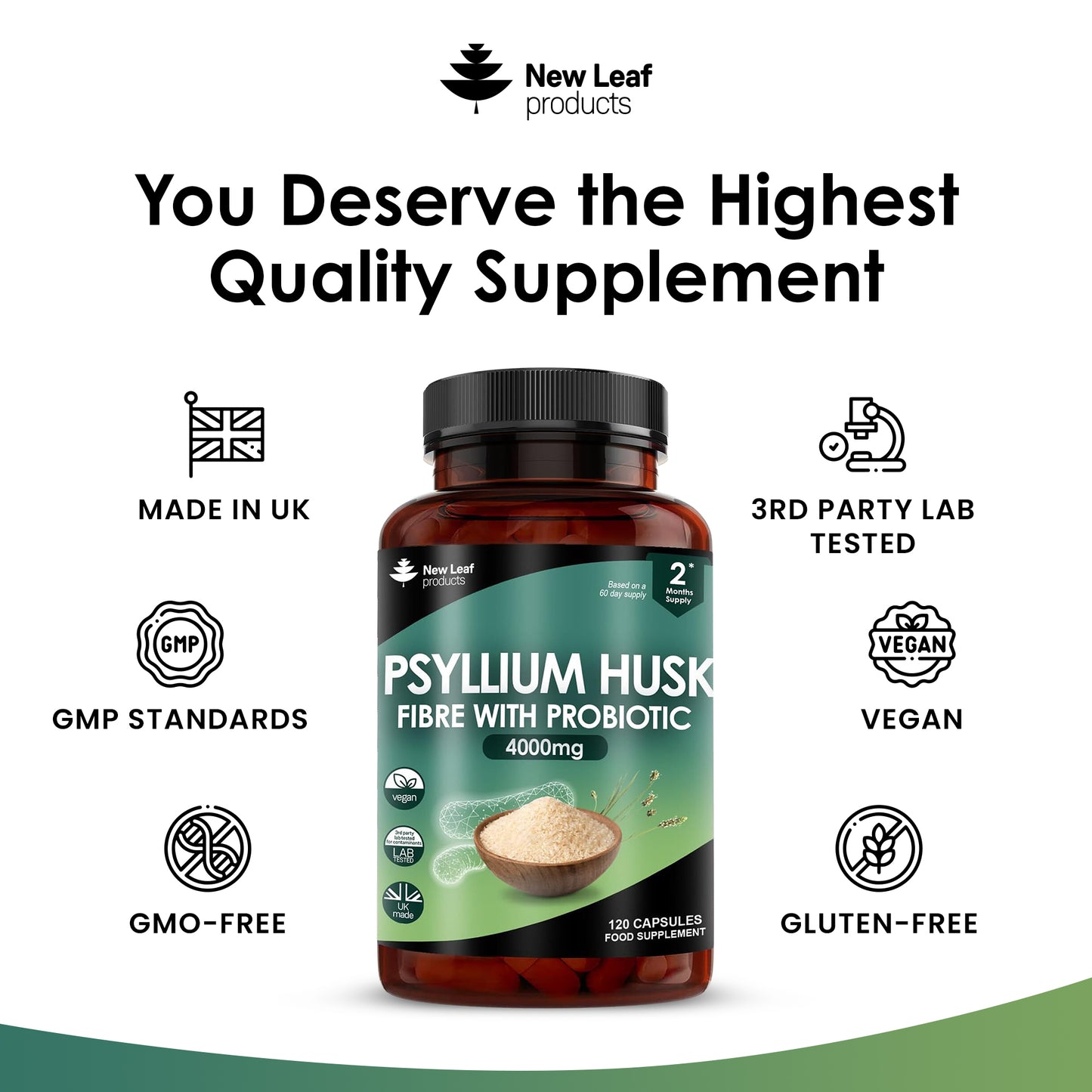 Fibre Supplement 4000mg Psyllium Husk with Probiotic - High Strength