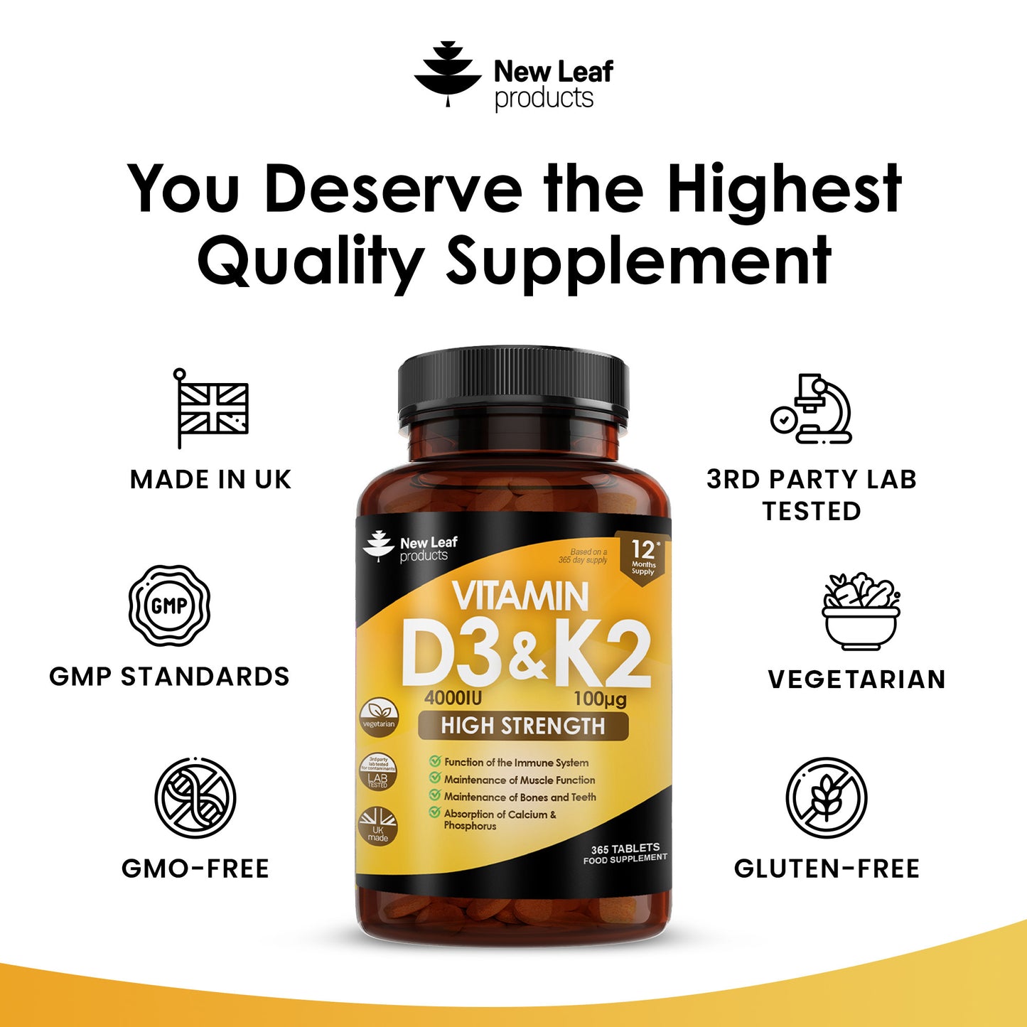 Vitamin D3 & K2 | 365 Tablets