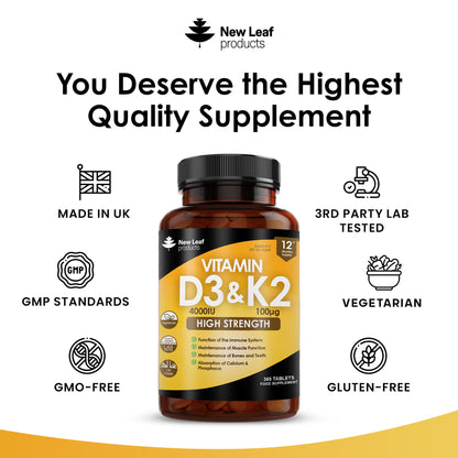 Vitamin D3 & K2 | 365 Tablets