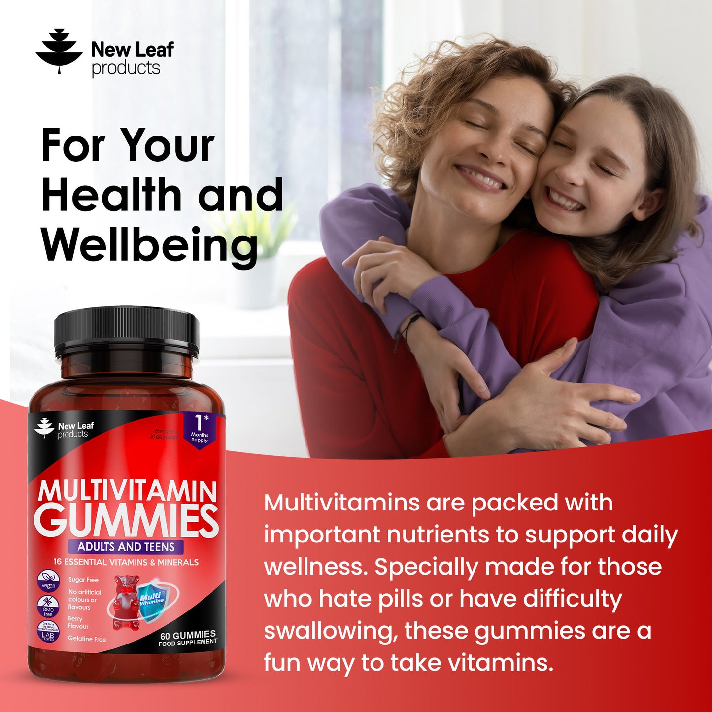 Multivitamin Gummies For Adults & Teens 16 Essential Daily Chewable Vitamins & Minerals Vegan