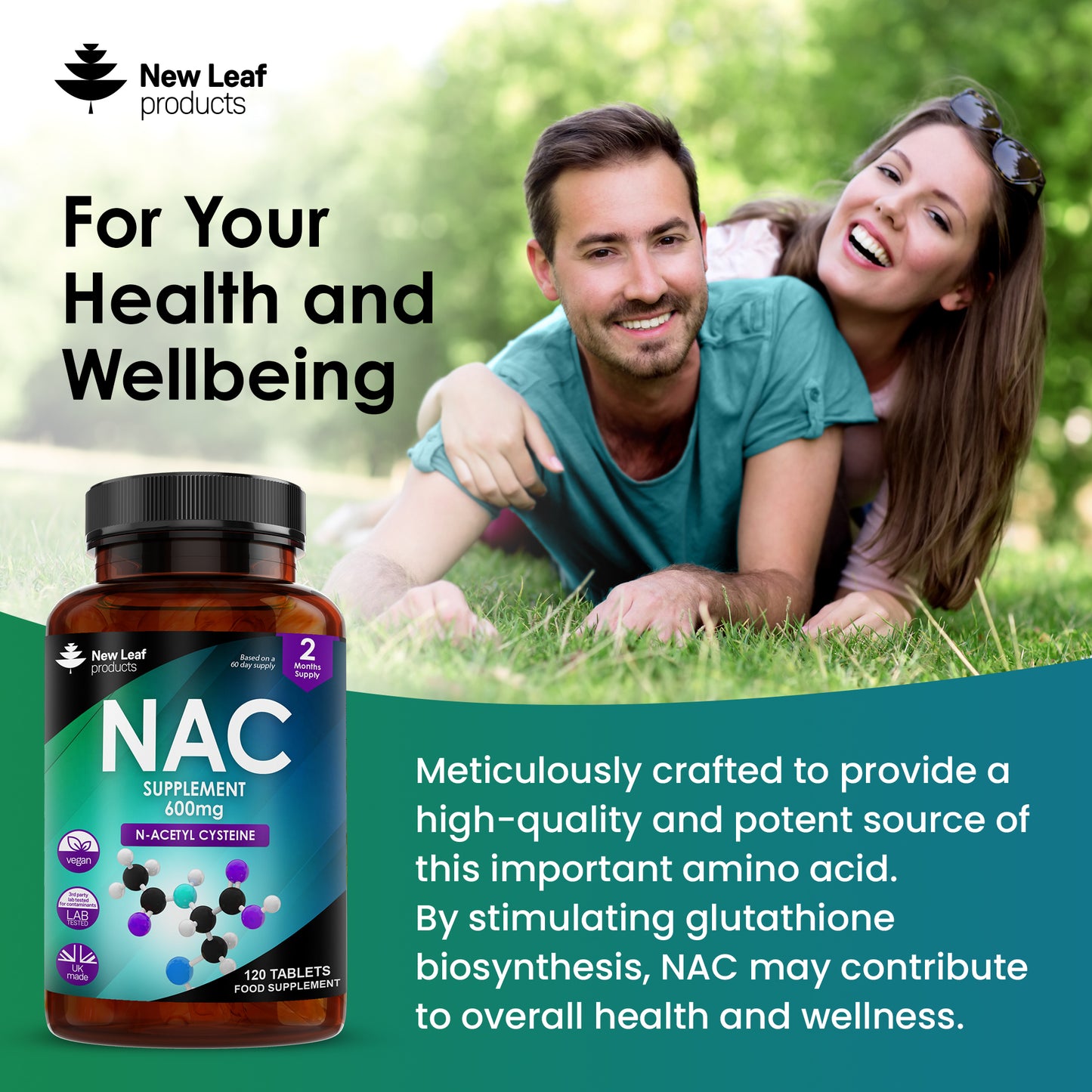 NAC N-Acetyl-Cysteine 600mg - Nutritional Supplements 120 NAC Tablets - High Bioavailability Amino Acid