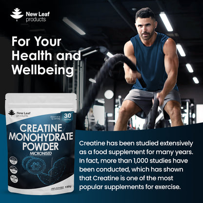 Creatine Monohydrate Powder 150g of Micronized Creatine for easy mixing - pre/post workout gym supplements