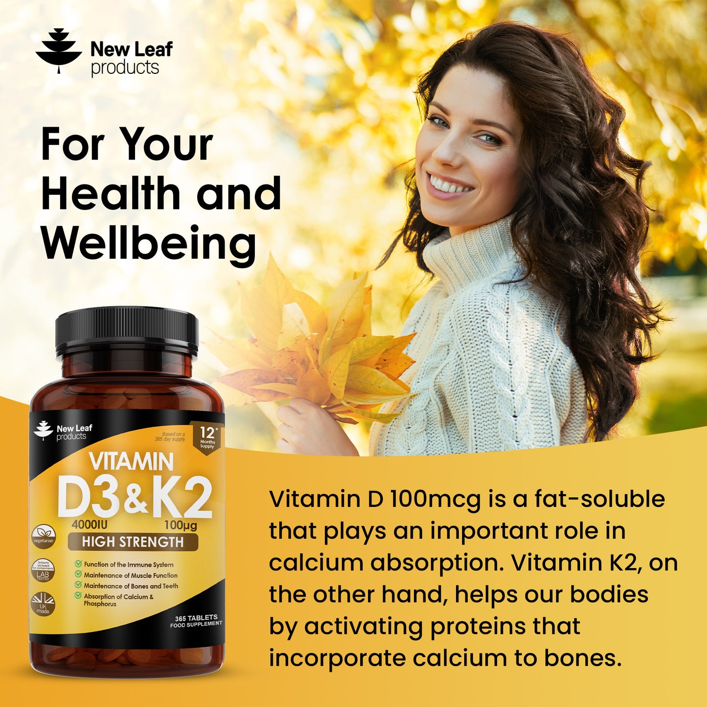 Vitamin D3 & K2 | 365 Tablets