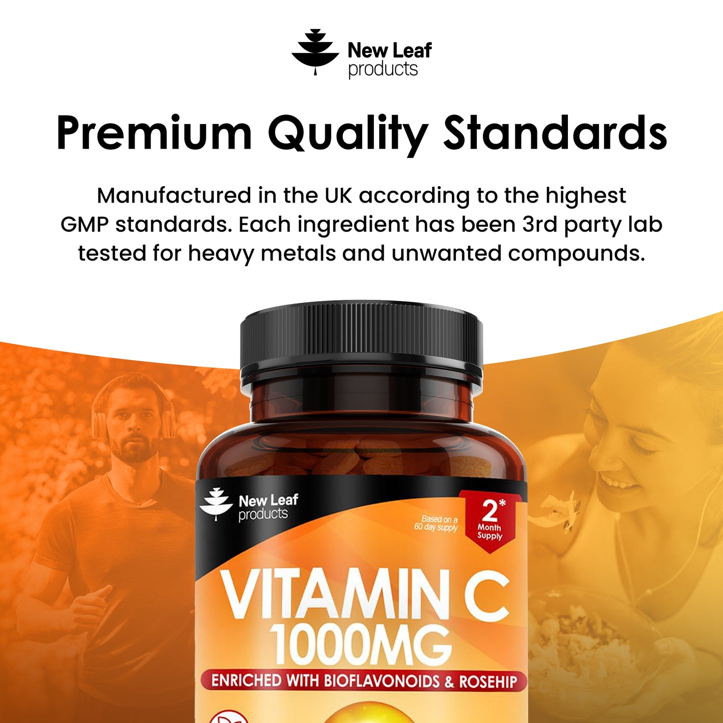 Vitamin C Tablets 1000mg - 120 High Strength Supplements + Bioflavonoids, Rosehip & Ascorbic Acid