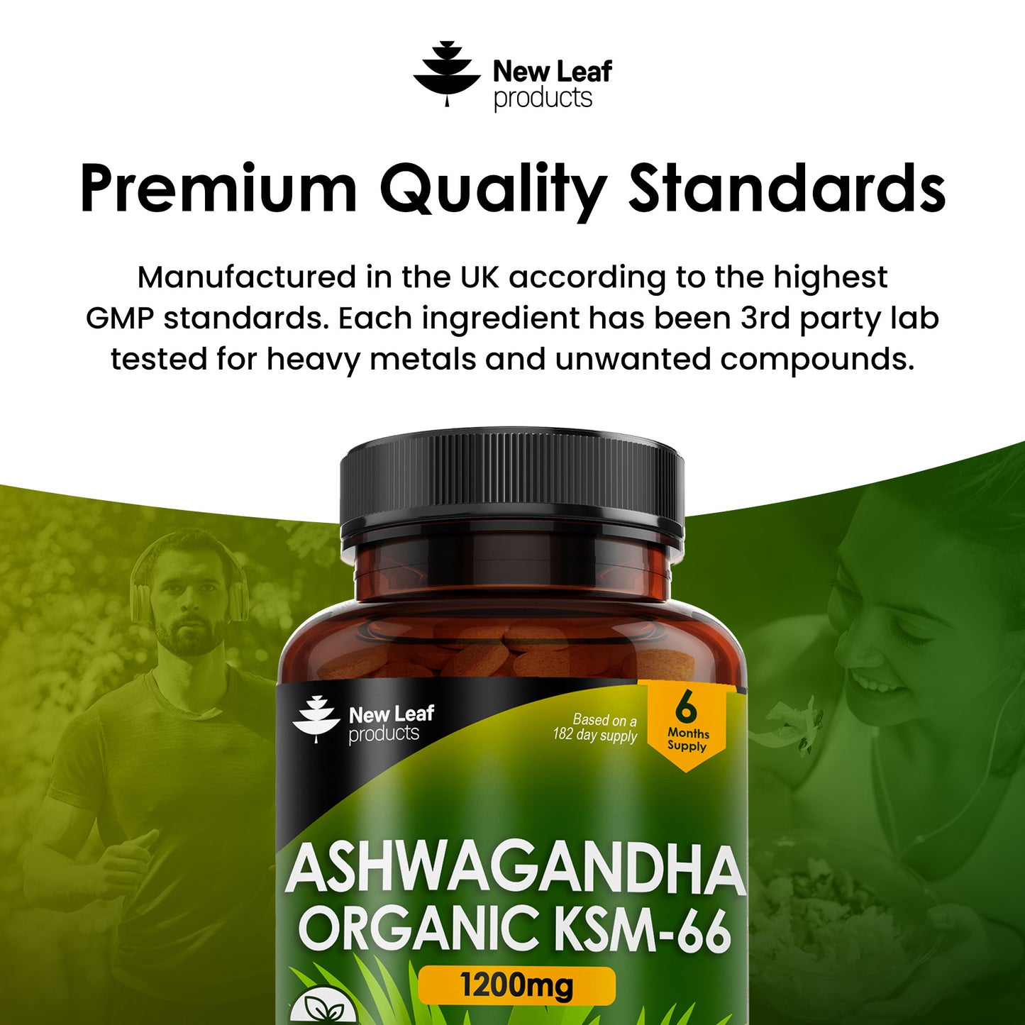 Ashwagandha KSM-66 1200mg Root Extract - High Strength  - Value 365 Vegan Tablets