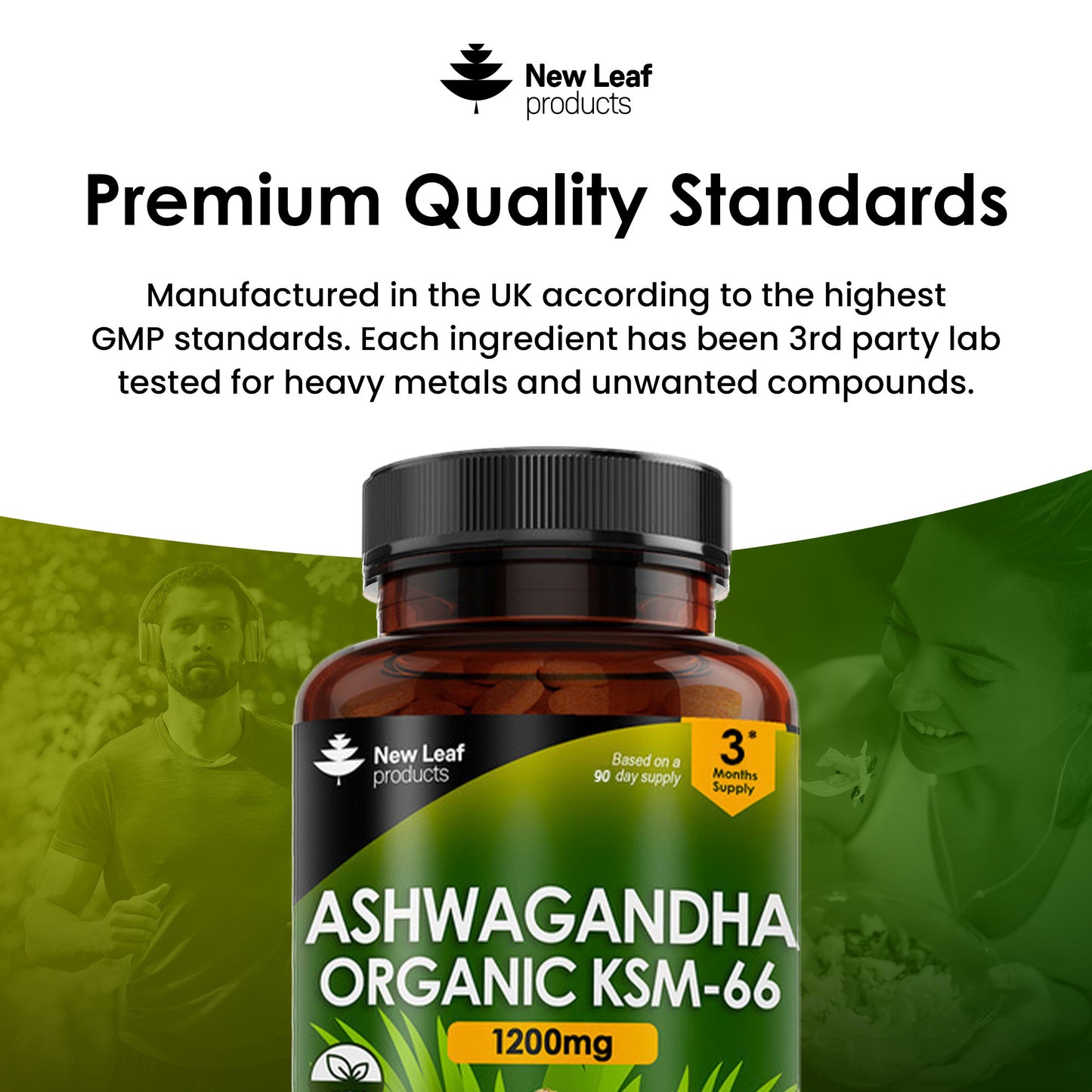 Ashwagandha KSM-66 1200mg Root Extract - High Strength  - Value 180 Vegan Tablets