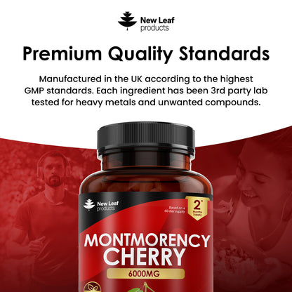 Montmorency Cherry 6000mg Extract - 120 Capsules High Strength Concentrate