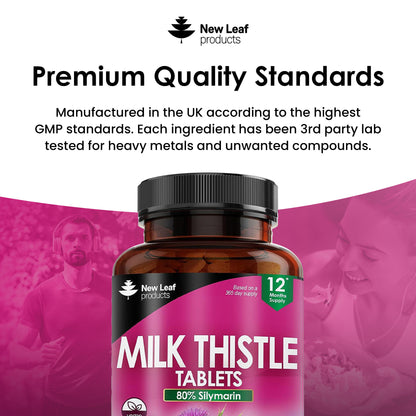 Milk Thistle Tablets - 80% Silymarin High Strength - 365 Tablets