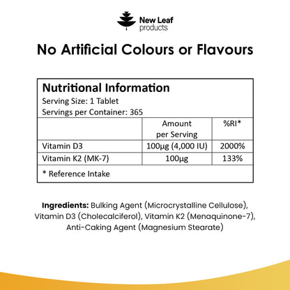 Vitamin D3 & K2 | 365 Tablets