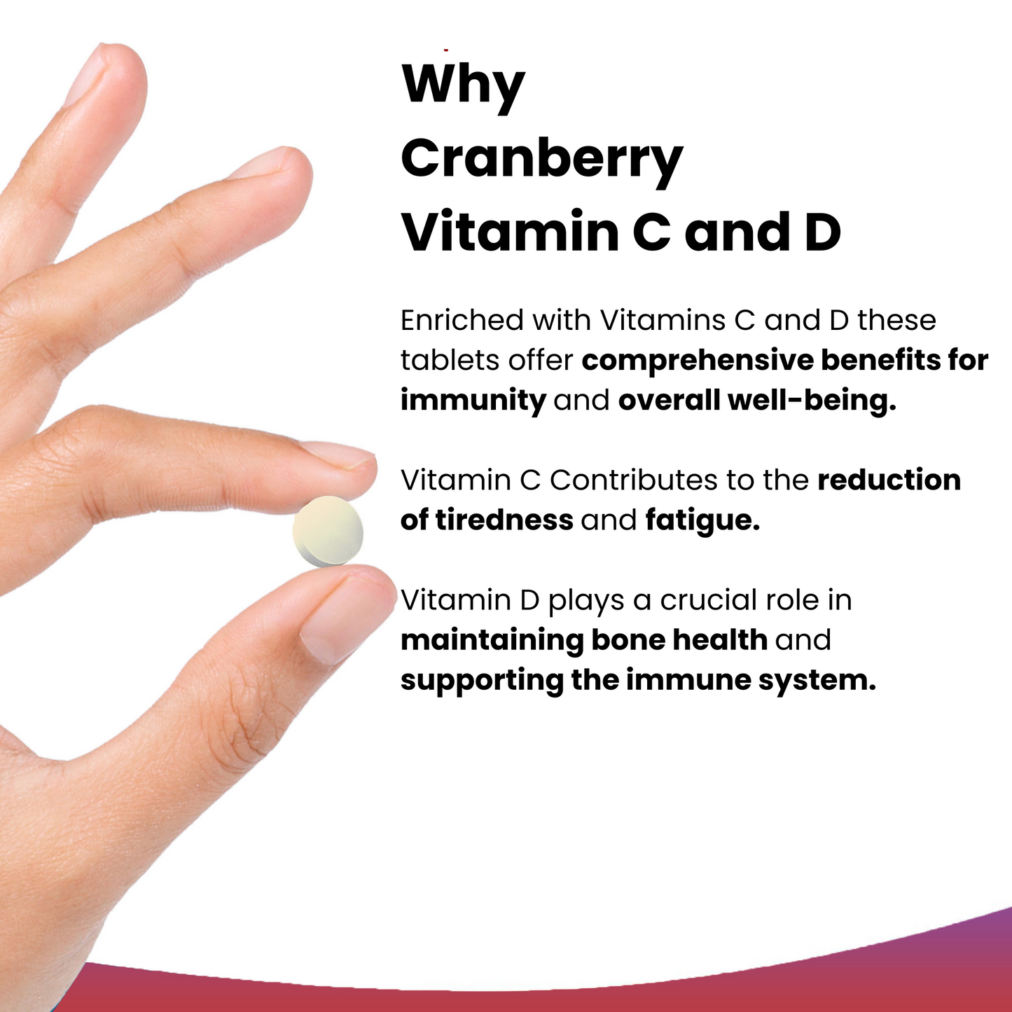 Cranberry Vitamin C and D High Strength Supplement Tablets