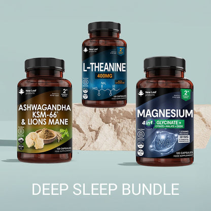 The Deep Sleep Bundle: Magnesium Complex + L-Theanine + Ashwagandha & Lions Mane (Non-Melatonin)