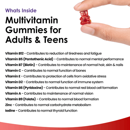 Multivitamin Gummies For Adults &amp; Teens 16 Essential Daily Sugar Free Chewable Vitamins &amp; Minerals Vegan.
